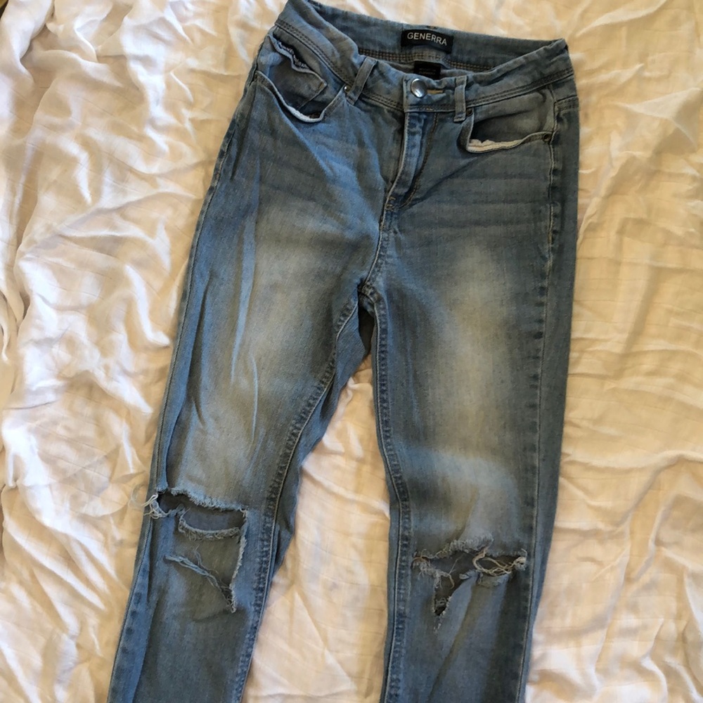 Light wash straight leg jeans